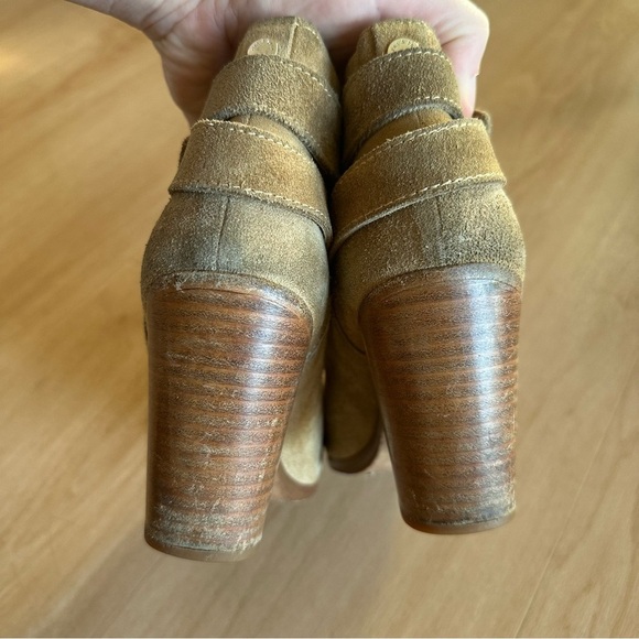 Rag & Bone Camel Suede Harrow Bootie Leather Ankle Wrap Strap Boots - Picture 4 of 12